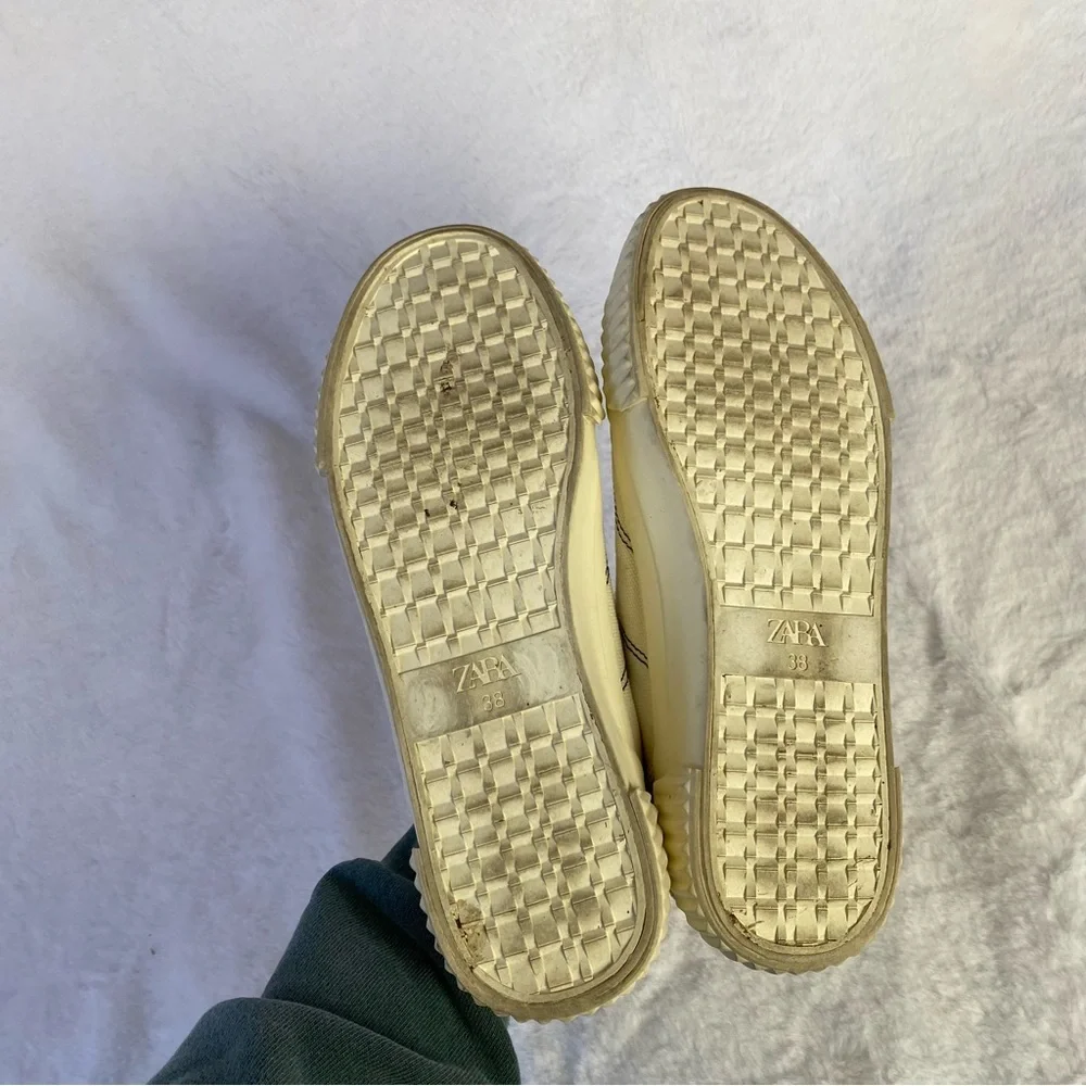 Zara Off White Canvas Aesthetic Sneakers - Picture 7 of 8